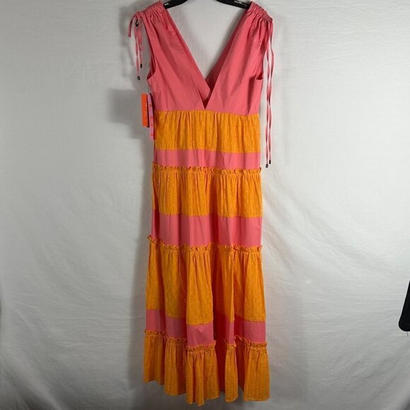NWT LDT RUFFLED Sundress V-Neck Coral Mango Size 2 - Picture 6 of 8